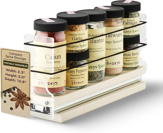Narrow Spice Rack -Sliding Spice Jars Organizer - Pantry Organizers & Storage - Slide Out Drawers for Kitchen Cabinets - Seasoning Caddy (2.3" W x 5.0" H x 10.6" D, Partially Assembled) by VerticalSpice