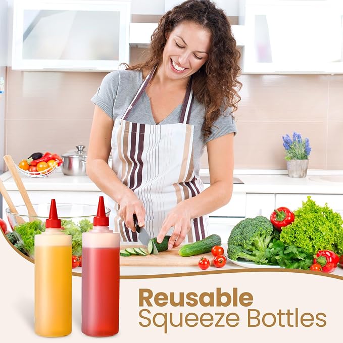 Irenare 16 oz 30 Pack Plastic Condiment Squeeze Bottles for Sauces Empty Squirt Bottle with Top Cap for Condiment BBQ, Dressing, Paint, Workshop, Crafts (Classic) - Image 7