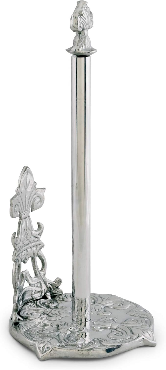 Arthur Court Designs Decorative Countertop Fleur-De-Lis French Paper Towel Holder - Aluminum Metal on Countertop 13 inch Standing Tall - Image 5