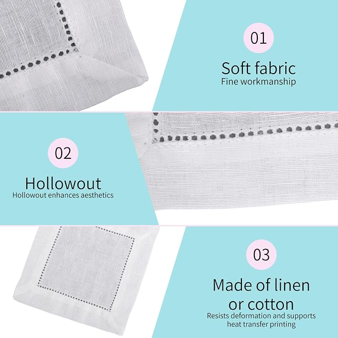 25pcs Linen Cocktail Napkins for Embroidery, 15x15cm/6x6in Reusable Small Cotton Napkins Cream Fabric Coasters for Wedding Birthday Baby Shower Party Home Bar Beverage Supplies - Image 4