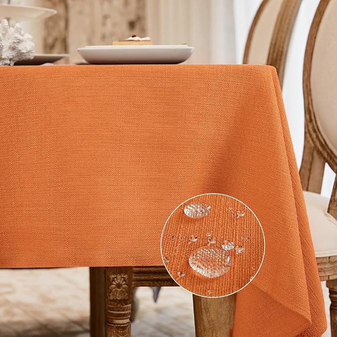 BALCONY & FALCON Rectangle Table Cloth Waterproof Pumpkin 95"x55" | Rectangular Washable Wrinkle Resistant Table Cloth Linen Fabric Tablecloths for Dining Party Kitchen Wedding and Outdoor Use by BALCONYFALCON