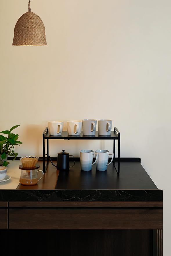 Nxconsu Expandable Shelf for Cabinets, Cabinet Shelf Riser, 12" Black | Heavy-Duty Organizer Metal Dish Riser for Cabinets Holds 50LBS and Expands 13.4 to 24.5 in for Kitchen Pantry Plate Mug Spice - Image 7