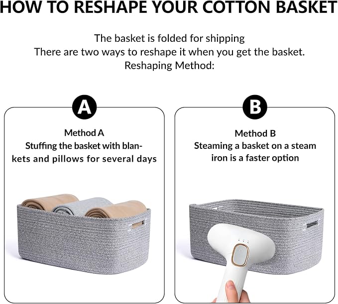 MiniArk Large Storage Baskets for Organizing, 17 x 13 x 7.5” Closet Shelf Baskets for Clothes Blanket Towels, Baby Nursery, Toy Bins Box, Woven Rope Baskets, 4 Packs Mixed Grey - Image 7