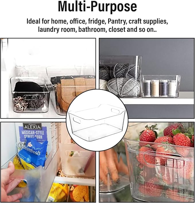 Clear Plastic Storage Bins for Kitchen Organization or Pantry Organizers and Storage, Freezer Fridge Organizer Containers Bin for Organizing Refrigerator Closet Cabinet Organizers - Image 6