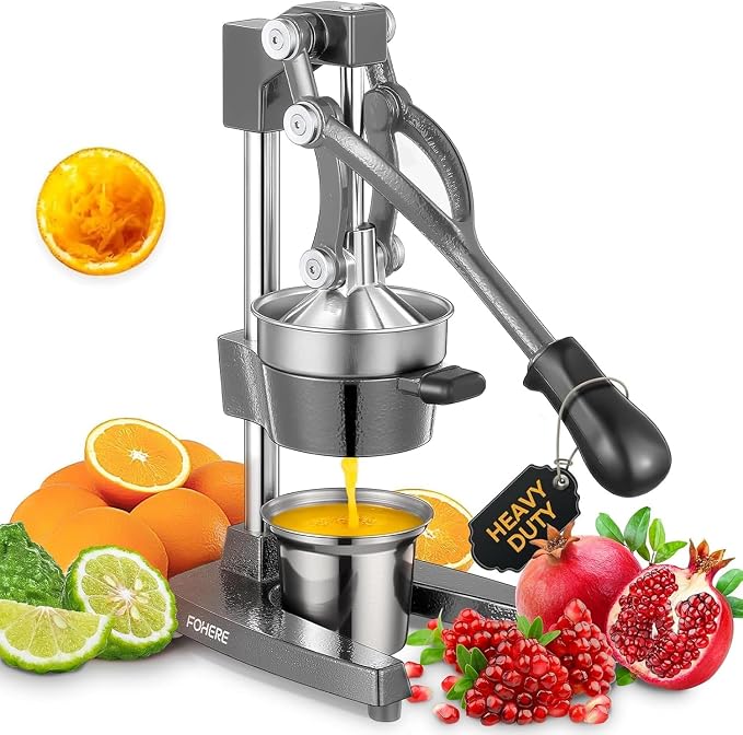 FOHERE Manual Cast Iron Juicer, Commercial Citrus Juicer with 400ml Stainless Steel Cup, Ideal for Extracting Juice From Lemons, Oranges, and Grapefruits, Easy to Clean by HOME