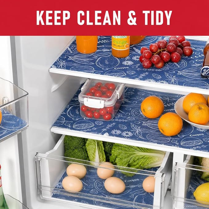 Cooyes 6 Pack Refrigerator Shelf Liners for French Door Fridge, 17.7" × 36" Extra Large, Non-Slip Fridge Mats Machine Washable, Refrigerator Drawer Liner for Glass Shelves Kitchen Cabinet - Image 2