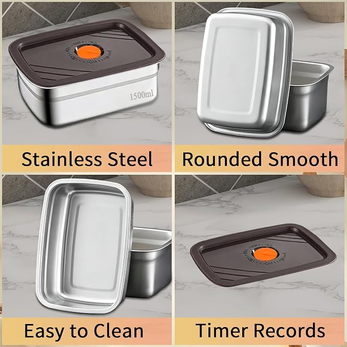 10 Pack Stainless Steel Food Storage Containers with Airtight Lids, 48oz/1500ml Reusable Metal Meal Prep Container, Stackable Lunch Snack Box for Kitchen, Travel & Picnic, Freezer & Dishwasher Safe - Image 5