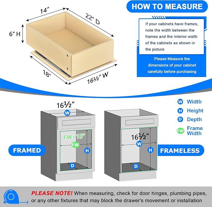 WelFurGeer Soft Close Pull Out Drawers for Cabinets, 14" W x 22" D Pull Out Cabinet Organizer, Space-Saving Cabinet Organizer with Easy Installation, Durable Pullout Drawers for Home Kitchen - Image 3