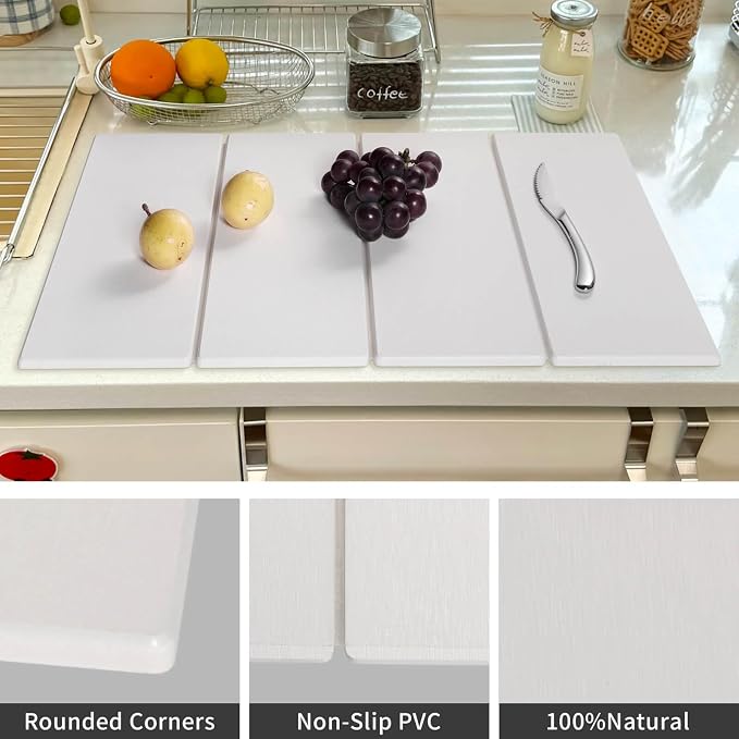 Stone Dish Drying Mat - Large Foldable Marbled Quick Drying Dish Mats, Stone Coasters Set of 4 Collapsible Ultra Absorbent Diatomaceous Earth Mats for Kitchen Counter Bathroom (White-4Pcs) - Image 3