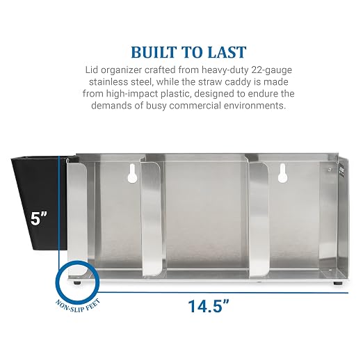 San Jamar Lid Organizer with Adjustable Dividers for Restaurants and Fast Food, Plastic, 14.5 Inches, Silver - Image 3