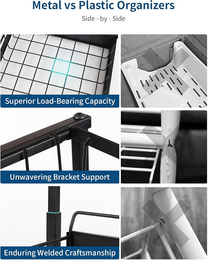 Under Sink Organizer,Metal Pull Out Kitchen Cabinet Organizer with Sliding Drawer,Sturdy Multi-Functional for Bathroom Organization,Black - Image 8