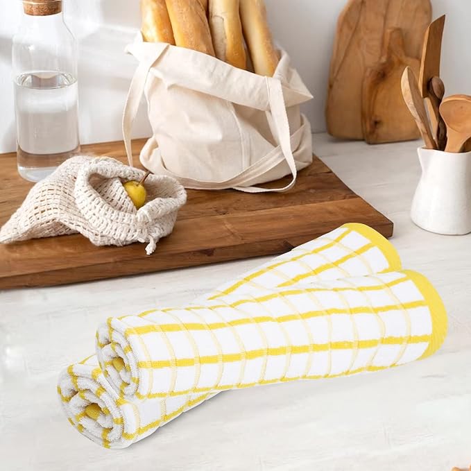 Urban Villa Kitchen Towels Cotton Dish Towels 20”x30” (Set of 3) Yellow Wht - Image 9
