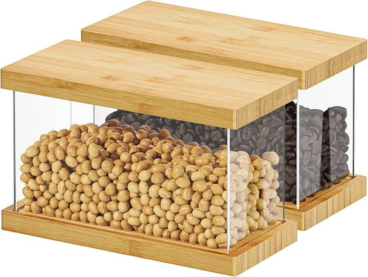 SpaceAid Bamboo Food Storage Container - Airtight Cereal Containers with Lids, Kitchen Cereal Canisters Pantry Organizers and Storage for Rice, Flour, Coffee, Snack, Extra Small 2 Pack by SpaceAid