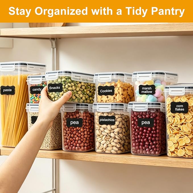 32pcs Airtight Containers, Clear Stackable Dry Food Storage | 32pk clear airtight containers with tight lids keep dry food fresh. Safe plastic, stackable for pantry kitchen storage - Image 6