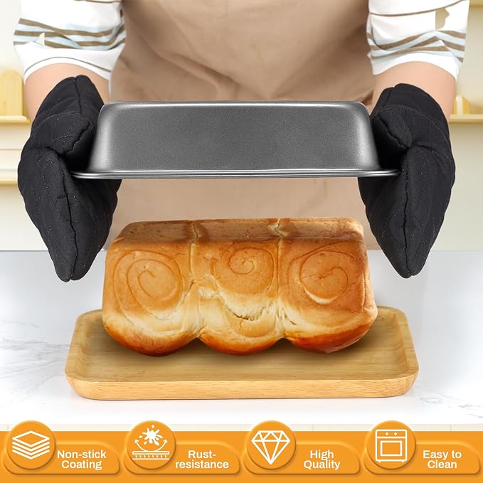 12PCS Nonstick Bakeware Set, Non-Toxic Carbon Steel Baking Pans Set with Wider Grip, Includes Roasting Pan, Cookie Sheet, Cake Pans, Muffin Pans, Cooling Rack, Oven Mitts, Easy Release - Image 8