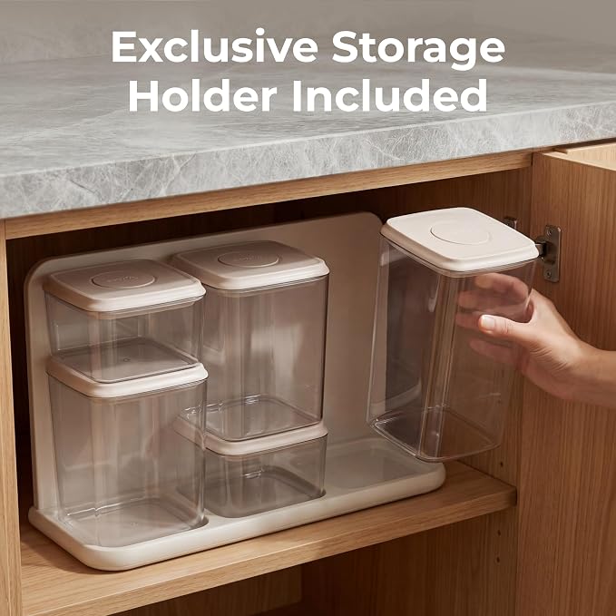 SMIRLY Glass Airtight Food Storage Containers with Pop Lids - White | BPA-Free Air Tight Pantry Storage Containers for Cereal Flour Sugar, Food Storage Containers 5 Pcs (0.7Qt*2, 1.7Qt*2, 2.1Qt) - Image 7