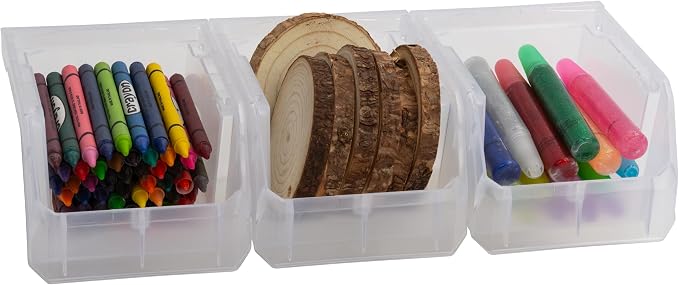 Plastic Containers for Organizing and Storage Bins for Drawers, Desks, Office Organization, and Garage, Stackable Bins, Extra-Small (3" x 5" x 4"), 12-Pack, Clear - Image 5