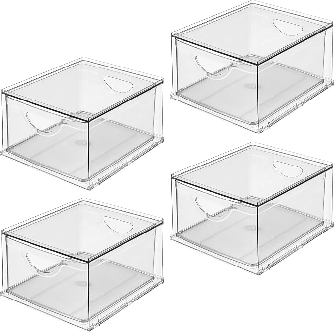iDesign Stackable Storage Drawer, Set of 4, Clear | For Fridge, Pantry, or Under Sinks, Made in USA - Image 10