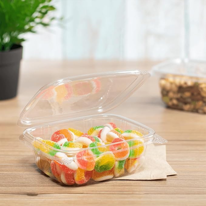 Karat PET Hinged Deli Containers with Lids - Perfect for Pasta Salads, Fruit, Deli Sides, and Home Meal Prep - Clear Plastic Food Containers, Take Out Containers (12oz) - Image 3