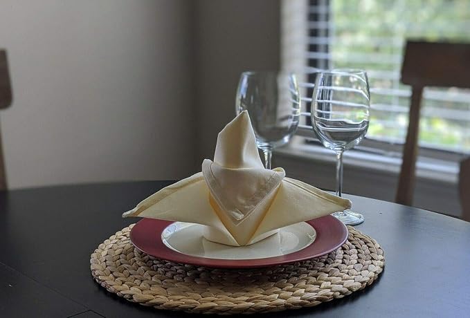 36 Pack Cloth Table Napkins/Linens - 20 Inch x 20 Inch - Easy Care 100% Spun Polyester - Cotton Like Feel - Ivory - Image 2
