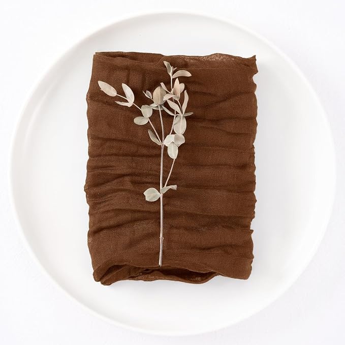 DeZerlor Brown Washable Cheesecloth Napkins Set of 20 for Wedding Party | Reusable Fall Cloth Napkins Bulk, for Bridal Baby Shower Dinner Cocktail Birthday Home, 21x21 Inches - Image 4