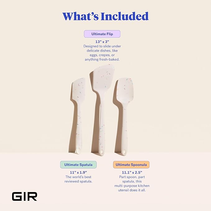 GIR: Get It Right 3-Piece Ultimate Silicone Kitchen Utensils Set - Spatula, Flip & Spoonula - Non toxic Cooking Utensils for Nonstick Cookware, Cooking and Baking - Sprinkles - Image 2