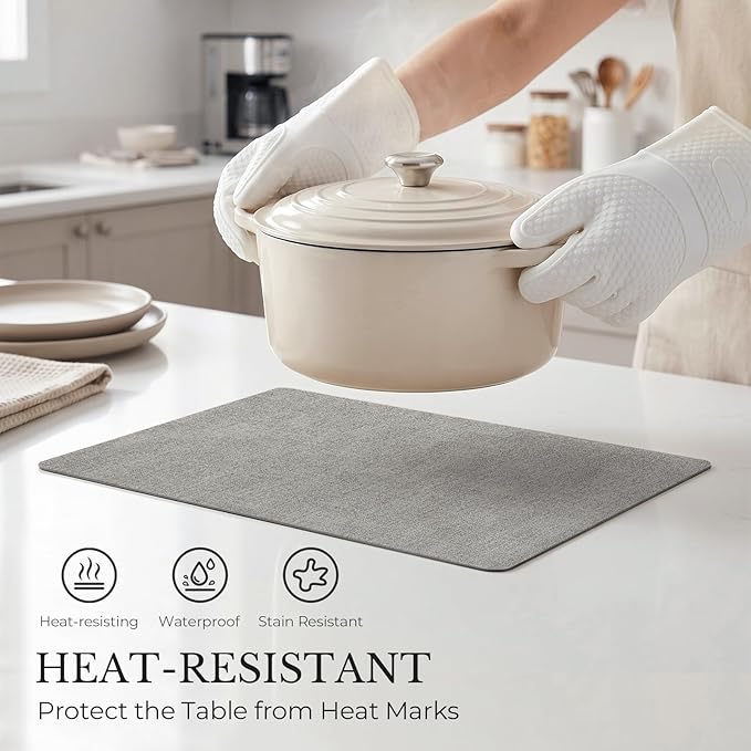 Romanstile Vinyl Placemats Set of 4, Reversible Faux Leather Heat Resistant Wipeable Table Mats, Waterproof Washable Non-Slip Table Placemats for Dining/Kitchen/Outdoor (Grey Light Grey, 12" x 17") - Image 3