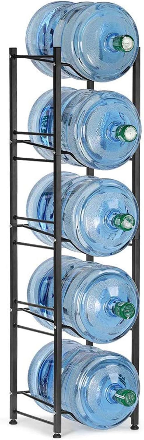 LIANTRAL 5 Gallon Water Jug Holder, 5 Tiers Black Heavy Duty Water Rack | Freestanding Water Bottle Organizer for Home Office by LIANTRAL