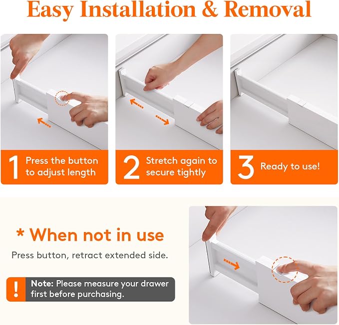 Lifewit 4" High Upgrade Drawer Divider, Adjustable Drawer Organizer Clothes | 12 Pack 11-17" Expandable White Plastic Drawer Separator for Dresser, Kitchen, Closet, Nursery, Office Organization & Storage - Image 5