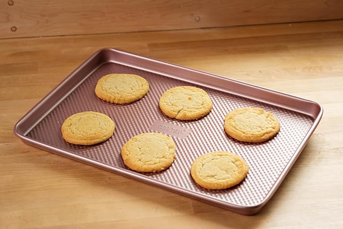 David Burke 17"/15" Cookie Sheets – Carbon Steel, PFTE & PFOA Free, Oven Safe, Non-Toxic, Perfect for Baking and Roasting – Rose Gold (2-Pack) - Image 2
