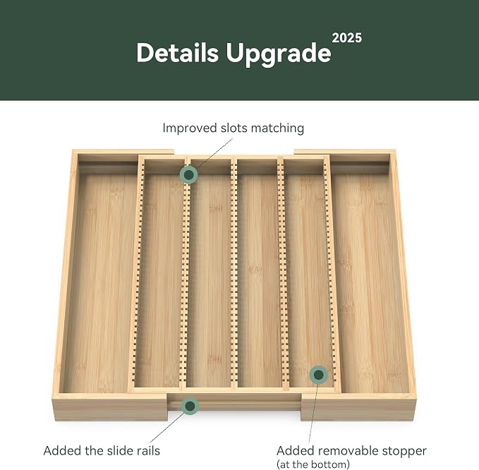 Large Expandable Bamboo Coffee Pod Drawer Organizer | 10.8" -19"W x15.67"Dx1.9"H, Compatible with Nespresso Vertuo Capsules, 40 Big or 52 Small Pods Holder for Counter - Image 5