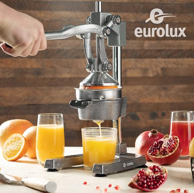 Eurolux Ultra-Premium Cast Iron Juicer | Extra-Large, Heavy Duty, Commercial Grade, Stainless Steel Manual Hand Press Citrus Squeezer For Fresh Orange Juice, Pomegranate, Lemon, and Much More (Gray) - Image 2
