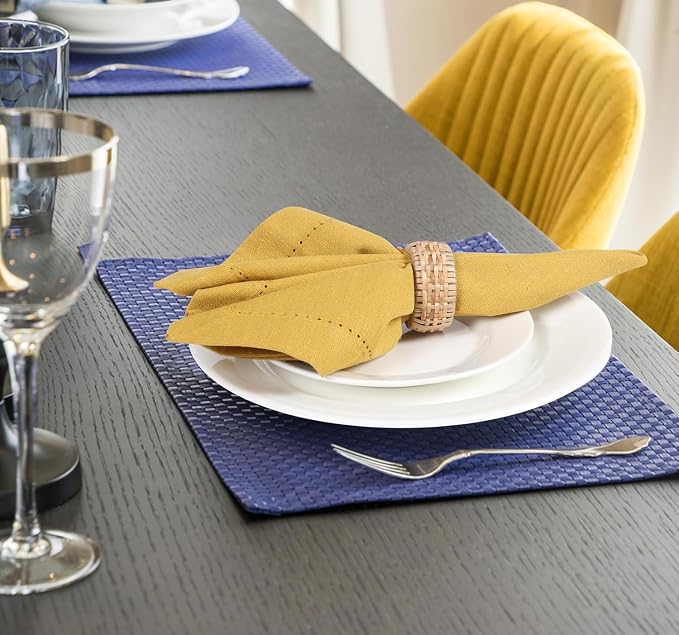 Bedding Craft Cotton Dinner Cloth Napkins Set of 12 – 18x18 Honey Yellow Hemstitched – Machine Washable Fabric Napkins for Weddings, Baby Showers, Parties & Everyday Dining - Image 9