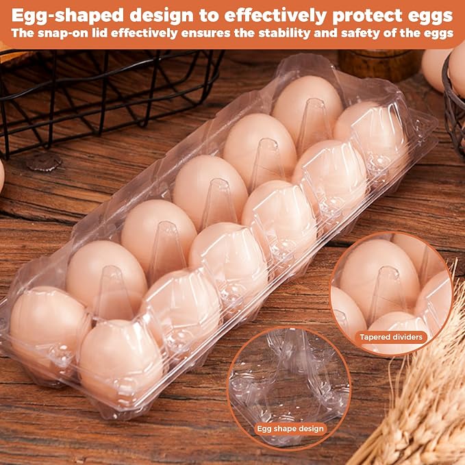 Plastic Empty Eggs Cartons 12 Count Clear Tray Bulk 120 Pack | 2x6 Grid Trays Egg Containers, Clear Stackable Fridge Storage for Chicken Farm, Market, Refrigerator, Restaurant Use - Image 3