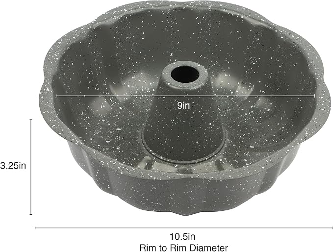 David Burke 9" Fluted Bake Pan – Carbon Steel Bundt Cake Pan – Gray Speckle - Image 5