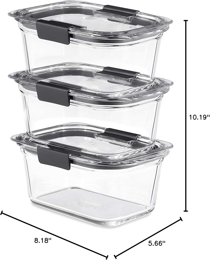 Rubbermaid Brilliance Glass Storage 4.7-Cup Food Containers with Lids Set of 3 Clear - Image 6