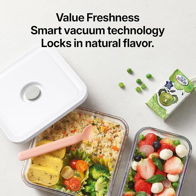 VAKUEN Premium Airtight Food Storage Container. Meal Prep 0.85qt 5pc/Set. 4pcs Container and Vacuum Sealer. Patented Double Silicone Lining, 100% Leak Proof, BPA-FREE - Image 5