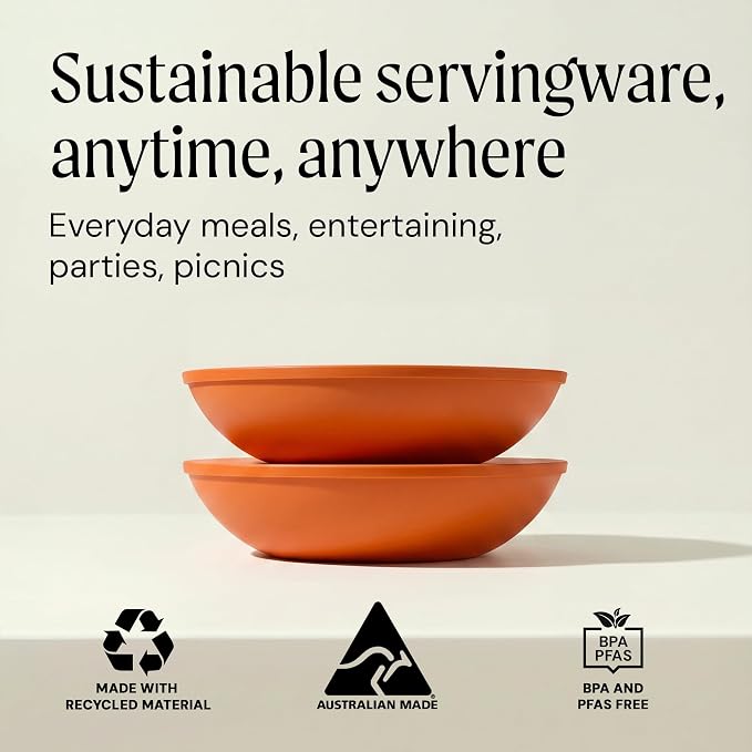 Large Serving Bowl with Lid - Certified Recycled Food-Safe Plastic, BPA-Free, Dishwasher, Microwave, Fridge and Freezer Safe | 4.96qt | Papaya - Image 7