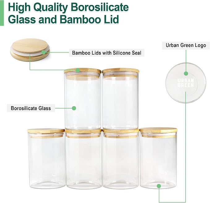 Glass Jars with Airtight Lids, Airtight Glass Canisters with Locking Lids, (Bamboo-20oz-30oz) - Image 2