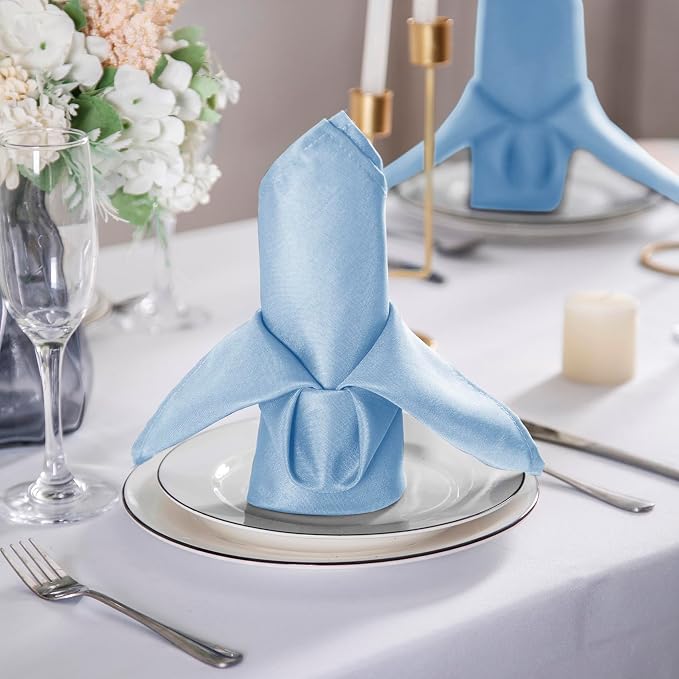 25pcs Polyester Cloth Napkins - 17 x 17 inch Blue Mist Dinner Washable Napkins with Hemmed Edges for Restaurant/Wedding/Hotel(25,Blue Mist) - Image 6