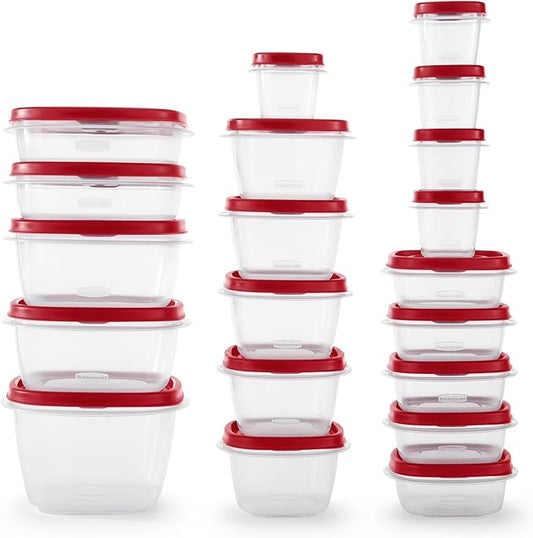 Rubbermaid 42-Piece Food Storage Containers with Lids | Clear Plastic Stackable Kitchen Organization with Microwave Vented Snapping Cover by Unknown