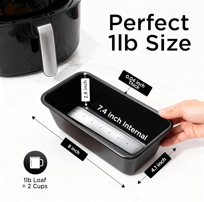 Wrenbury Bread Pan - Nonstick 8x4 Loaf Pans for Baking Bread with Rust Resistant Construction - Dishwasher Safe Bakeware for Homemade Cakes - Air Fryer Safe | Rust Resistant Construction - Dishwasher Safe Bakeware for Homemade Cakes - Air Fryer Safe - Image 2