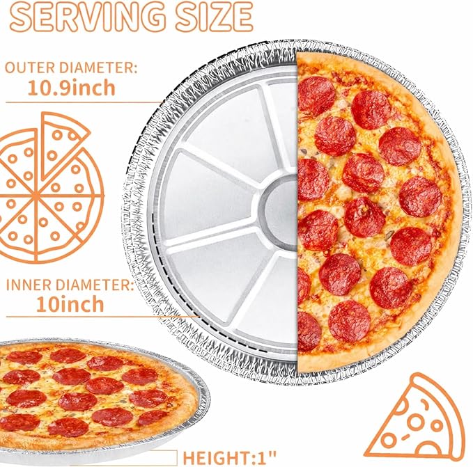 10 Inch Disposable Aluminum Foil Pizza Pans, 30 Pack | Round Pizza Baking Pans, For Personal Pizzas, Cookie Cakes, Calzones, Freezer Safe, Oven Safe, Recyclable - Image 5