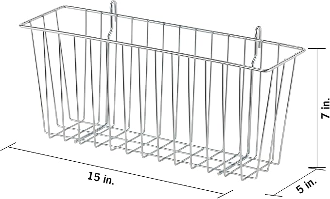 TRINITY EcoStorage 15-Inch Metal Hanging Basket to Use With Shelf Units and Storage Racks for Garage, Kitchen, and Closet Organization, NSF Certified, 10 Pound Capacity, Chrome, 2-Pack - Image 2