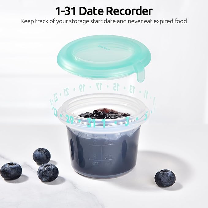 U-Taste Silicone Container with Lid, Small Mini Kitchen Food Storage 2oz | Food Grade Liquid Silicone, Leak-Proof Airtight Lid, Meal Prep Lunch Box, Freezer & Microwave Safe, Clear Date Marking Circle - Image 5