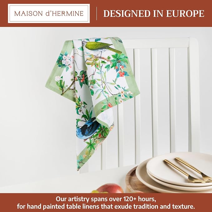 Maison d' Hermine Cloth Napkins Set of 4 Reusable 100% Cotton (18" x 18") | Everyday Square Napkins Cloth Washable Dinner Party Wedding Restaurant Hotel Kitchen Spring Summer - Mesange - Image 2