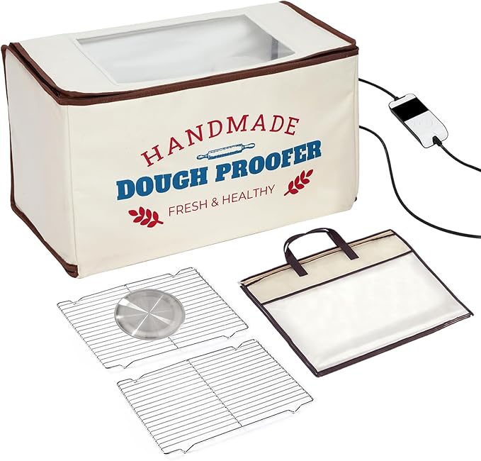 Extra Large Dough Proofing Box50-130°F, 3-Sided Heat 24HTimer | Extra-large foldable proofing box includes 3-sided heat, 50-130°F control, beep alert and storage bag for dough and seedlings by Unknown