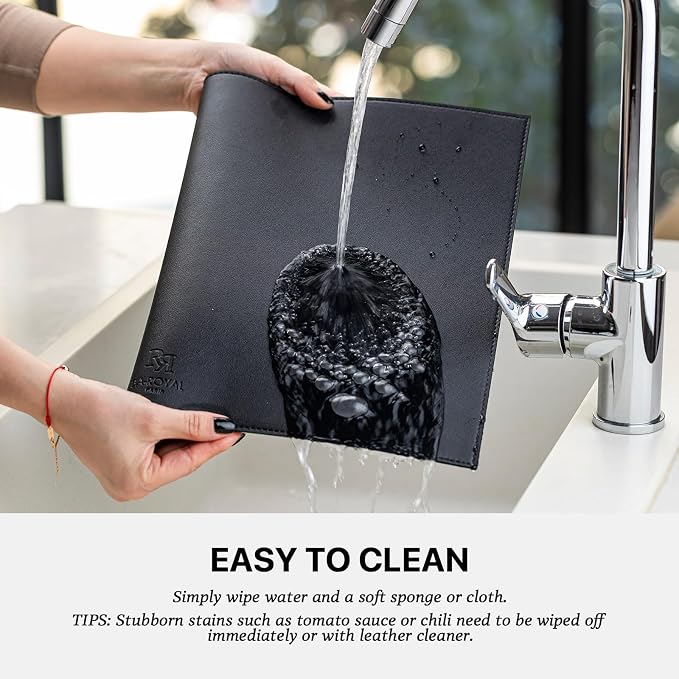 Baroyal Faux Leather Placemats Set of 4 Vinyl Washable Wipeable Table Mats for Kitchen Dining Table Heat Resistant Waterproof Modern Indoor/Outdoor Placemats Non-Slip Easy Clean Place Mats (Black) - Image 4