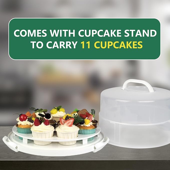 12 Inch Cake carrier Container with Lid and Handles Includes Insulated Bag for Safe Transportation of Buttercream Doesn't Melt Easy for Cakes, Pies and Cupcakes (Green) - Image 4