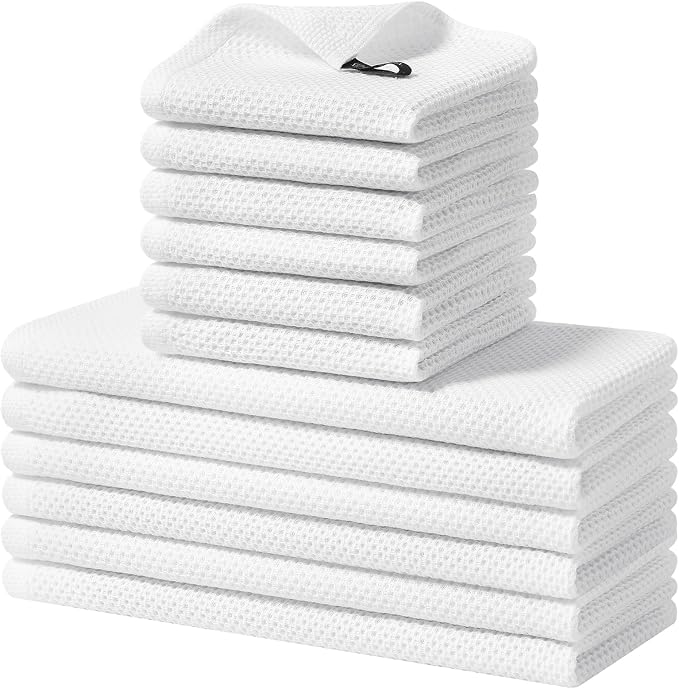 Homaxy 12 Pack 100% Cotton Kitchen Towels and Dishcloths Set, White | 12 x 12 Inches and 13 x 28 Inches Kitchen Towels Set, Ultra Soft Absorbent Dish Cloths for Washing Dishes by Homaxy